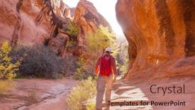  Presentation with sandstone - Presentation design with hike-in-the-utah-mountains background and a coral colored foreground