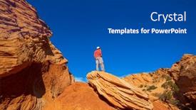  Presentation with sandstone - PPT layouts consisting of hike-in-the-utah-mountains background and a dark gray colored foreground