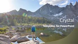  Presentation with wyoming - PPT theme with hike-in-wind-river-range background and a gray colored foreground