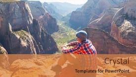  Presentation with utah - Amazing slide set having hike-in-zion-national-park backdrop and a gold colored foreground