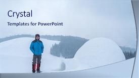  Presentation with mountains - Beautiful theme featuring hike landscape with a hazy backdrop and a sky blue colored foreground