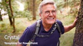  Presentation with hike forest - Colorful PPT theme enhanced with middle aged caucasian man taking backdrop and a wine colored foreground