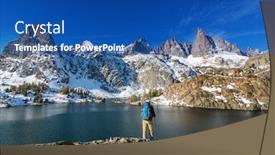  Presentation with nevada - Audience pleasing presentation theme consisting of hike-to-beautiful-minaret-lake backdrop and a ocean colored foreground