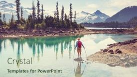  Presentation with british columbia canada - Colorful slide deck enhanced with hike-to-turquoise-waters backdrop and a soft green colored foreground