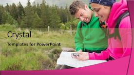  Presentation with compass map - Cool new presentation theme with hike using map and compass backdrop and a gold colored foreground