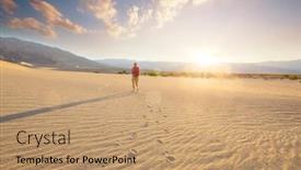  Presentation with sand dunes - Cool new PPT layouts with hiker-among-sand-dunes backdrop and a coral colored foreground