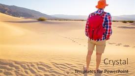  Presentation with sand dunes - PPT theme featuring hiker-among-sand-dunes background and a coral colored foreground