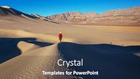  Presentation with sand dunes - PPT theme with hiker-among-sand-dunes background and a navy blue colored foreground