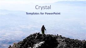  Presentation with mountain top - Slide deck consisting of hiker-ascending-top-of-volcanic background and a sky blue colored foreground