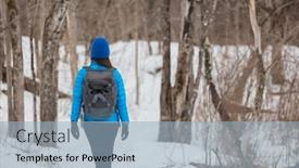  Presentation with walking trail - Cool new presentation design with hiker-backpacking-walking-through backdrop and a light blue colored foreground