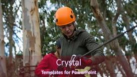  Presentation with cable - Slide set consisting of hiker-couple-holding-zip-line background and a tawny brown colored foreground