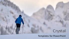  Presentation with winter weather - PPT layouts enhanced with hiker-going-across-coniferous-forest background and a light blue colored foreground