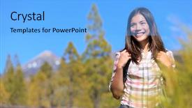  Presentation with volcano - PPT theme enhanced with hiker hiking woman portrait of happy female outdoors person during hike in forest on volcano teide tenerife canary islands spain young mixed race asian chinese caucasian girl background and a light blue colored foreground