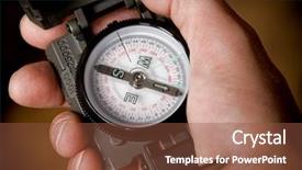  Presentation with compass - Theme having hiker holding sighting compass background and a tawny brown colored foreground