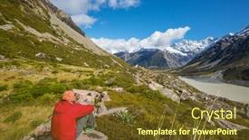  Presentation with new zealand - Audience pleasing presentation design consisting of hiker-in-beautiful-mountains-near backdrop and a tawny brown colored foreground