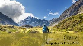  Presentation with new zealand - Presentation enhanced with hiker-in-beautiful-mountains-near background and a gold colored foreground