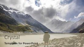  Presentation with new zealand - Cool new PPT theme with hiker-in-beautiful-mountains-near backdrop and a coral colored foreground