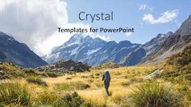  Presentation with new zealand - Beautiful theme featuring hiker-in-beautiful-mountains-near backdrop and a light blue colored foreground