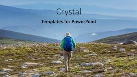  Presentation with mountains - Presentation design consisting of hiker-in-beautiful-mountains background and a light blue colored foreground