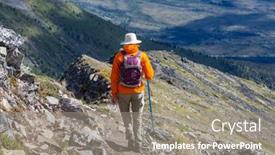  Presentation with mountains - Presentation theme consisting of hiker-in-beautiful-mountains background and a gray colored foreground