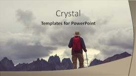  Presentation with mountains - PPT theme consisting of hiker-in-beautiful-mountains background and a soft green colored foreground