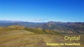  Presentation with mountains - PPT theme featuring hiker-in-beautiful-mountains background and a tawny brown colored foreground