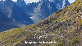  Presentation with mountains - PPT theme enhanced with hiker-in-beautiful-mountains background and a gray colored foreground