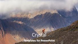  Presentation with mountains - PPT theme enhanced with hiker-in-beautiful-mountains background and a tawny brown colored foreground