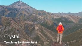  Presentation with couples hiking the mountains - Slide set enhanced with hiker-in-beautiful-mountains background and a gray colored foreground