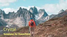  Presentation with mountains - PPT layouts featuring hiker-in-beautiful-mountains background and a violet colored foreground