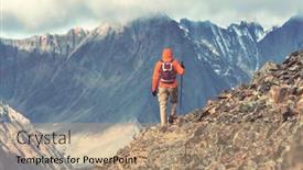  Presentation with mountains - Slide set enhanced with hiker-in-beautiful-mountains background and a coral colored foreground