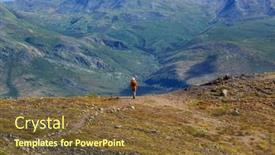  Presentation with canada - Theme with hiker-in-beautiful-mountains background and a tawny brown colored foreground