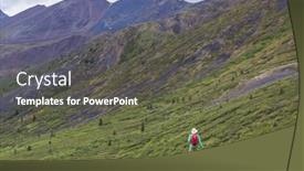  Presentation with canada - PPT theme having hiker-in-beautiful-mountains background and a dark gray colored foreground