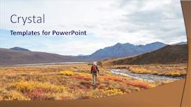  Presentation with canada - Presentation theme consisting of hiker-in-beautiful-mountains background and a sky blue colored foreground