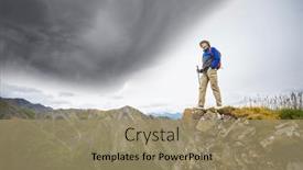  Presentation with canada - Presentation design enhanced with hiker-in-beautiful-mountains background and a coral colored foreground