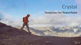  Presentation with canada - Presentation theme consisting of hiker-in-beautiful-mountains background and a light blue colored foreground