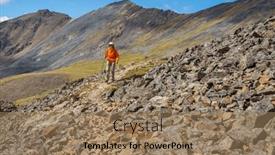  Presentation with mountains - Presentation theme with hiker-in-beautiful-mountains background and a coral colored foreground