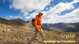  Presentation with mountains - Slide set consisting of hiker-in-beautiful-mountains background and a tawny brown colored foreground