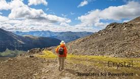  Presentation with mountains - Slide deck having hiker-in-beautiful-mountains and a coral colored foreground