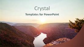  Presentation with recreation - PPT theme having hiker-in-flaming-gorge-recreation background and a sky blue colored foreground