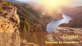  Presentation with recreation - PPT theme featuring hiker-in-flaming-gorge-recreation background and a tawny brown colored foreground