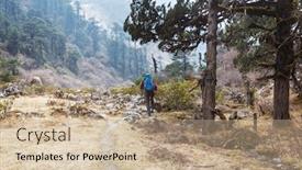  Presentation with nepal - PPT layouts featuring hiker-in-himalayan-jungles-nepal background and a coral colored foreground