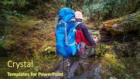  Presentation with nepal - Colorful slide set enhanced with hiker-in-himalayan-jungles-nepal backdrop and a tawny brown colored foreground