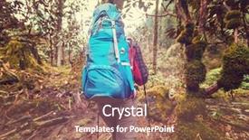  Presentation with nepal - Theme enhanced with hiker in himalayan jungles nepal kanchenjunga region background and a violet colored foreground