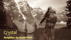  Presentation with banff national park - PPT layouts featuring hiker-in-moraine-lake background and a tawny brown colored foreground
