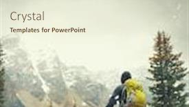  Presentation with banff national park - PPT theme consisting of hiker-in-moraine-lake background and a soft green colored foreground