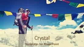  Presentation with everest - Presentation design with hiker in nepal everest region background and a soft green colored foreground