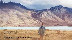 Presentation with national - Audience pleasing slide deck consisting of hiker-in-perito-moreno-national backdrop and a coral colored foreground