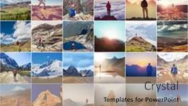  Presentation with adventure - Theme enhanced with hiker-in-the-mountains-adventure background and a coral colored foreground