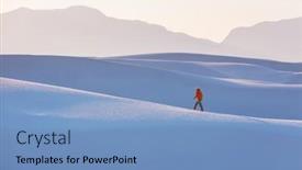  Presentation with white - Slides having hiker-in-white-sands-dunes background and a teal colored foreground